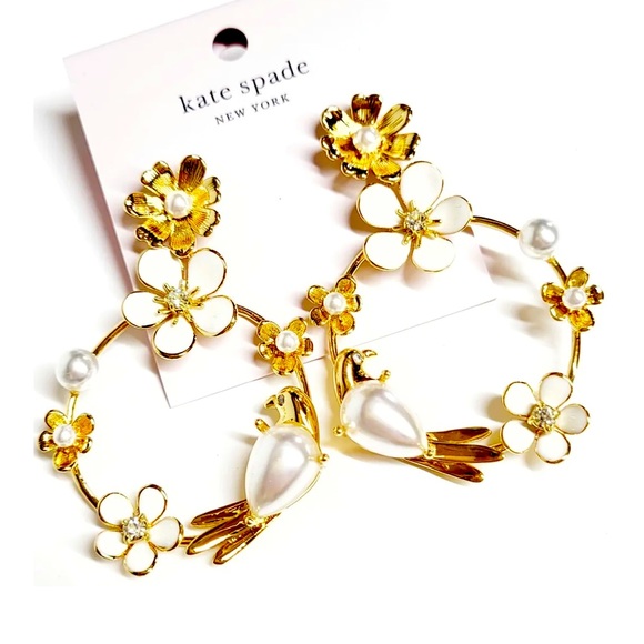 New Kate Spade Spring Scene Flower Hoop Earrings - Picture 11 of 17
